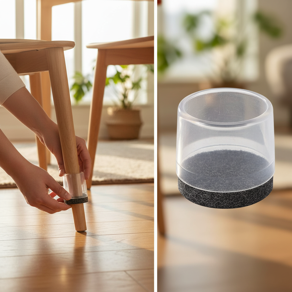 19mm Premium Furniture Feet Caps Clear Felt-Ended Leg Tips – Pack of 4