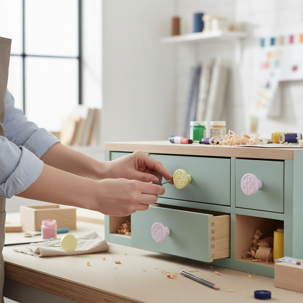 10 Pack Premium Round Ceramic Knobs 40mm for Furniture