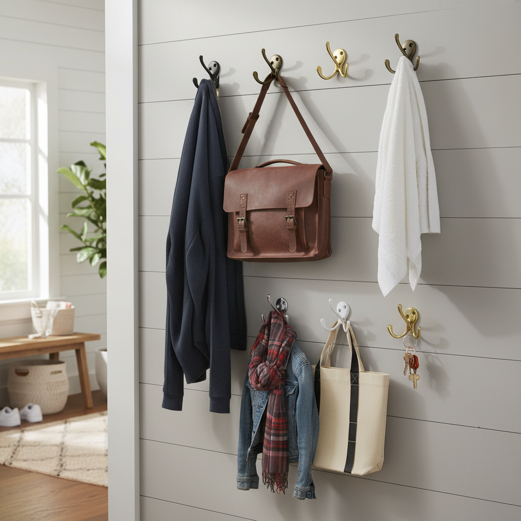 Double Robe Hook 10 Pack - Durable Aluminium Decorative Dual Hooks for Home & Office