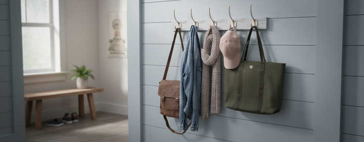 Premium Wall Mounted Coat Rack with 4 Double Hooks - Ideal for Modern Home Organization in Various Colors and Sizes