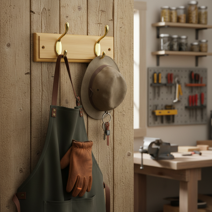 Premium Wall Mounted Coat Rack with Heavy Duty Double Hooks - Eco-Friendly Wood, Easy Installation, Ideal for Entryways and Hallways