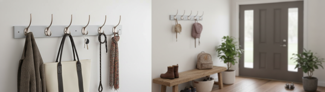Premium Wall Mounted Coat Rack with 6 Double Hooks - Stylish and Practical Design for Modern Homes