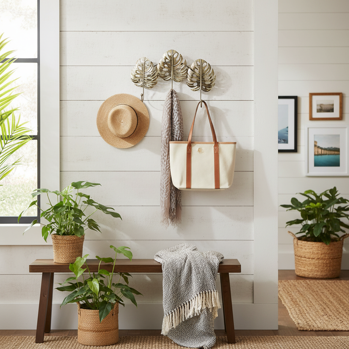 Premium Decorative Wall Mounted Coat Rack with 3 Hooks in Brushed Brass Finish for Enhanced Durability and Style