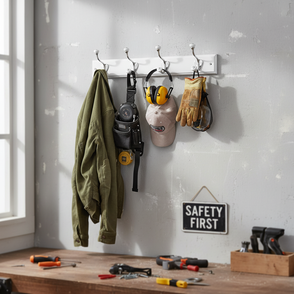 Professional Wall Mounted Coat Rack with Ceramic Tip Hooks - Heavy Duty 4 Hooks Design for Versatile Home and Office Storage