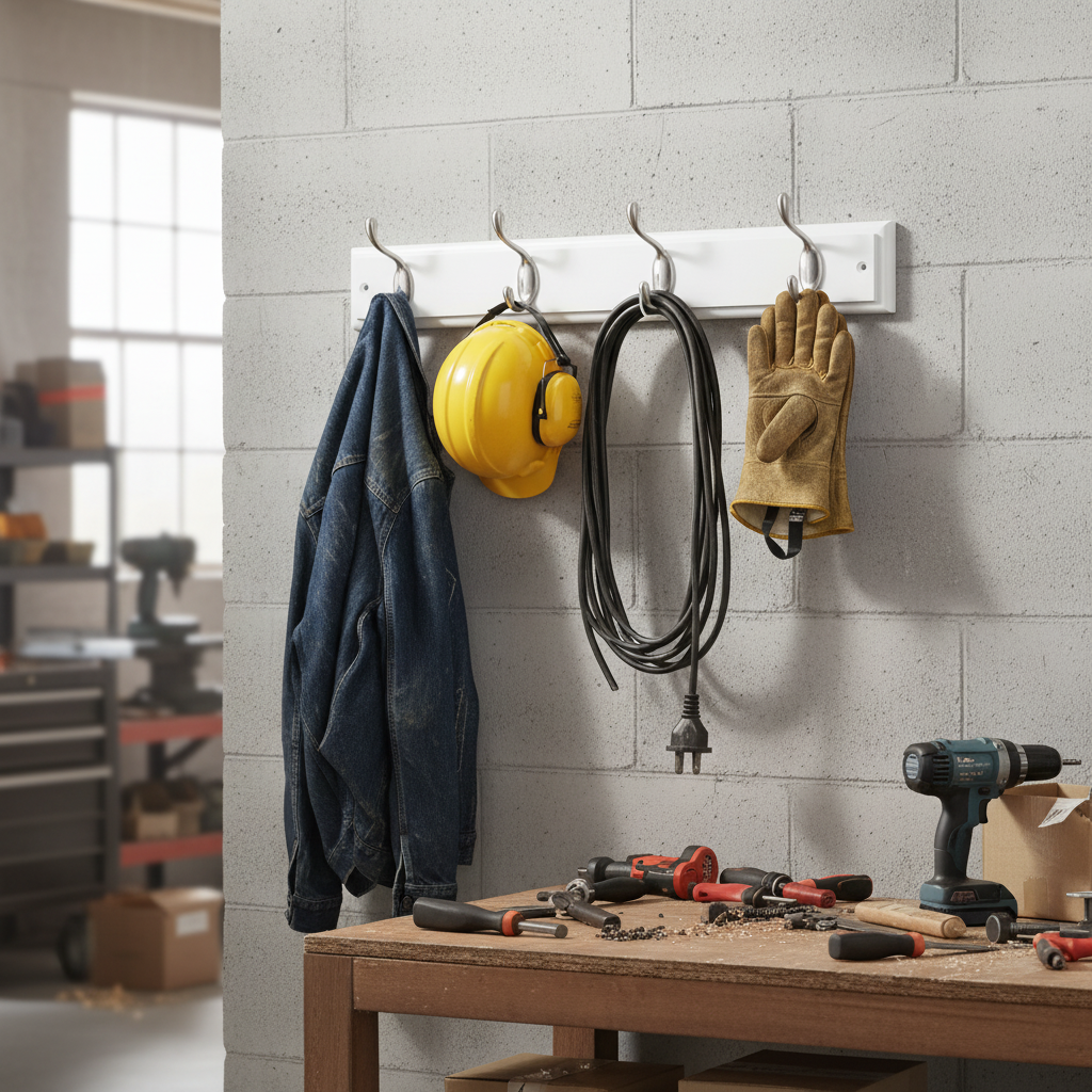 Premium Wall Mounted Coat Rack with Satin Nickel Double Hooks - 4 Hook Design for Efficient Space Saving