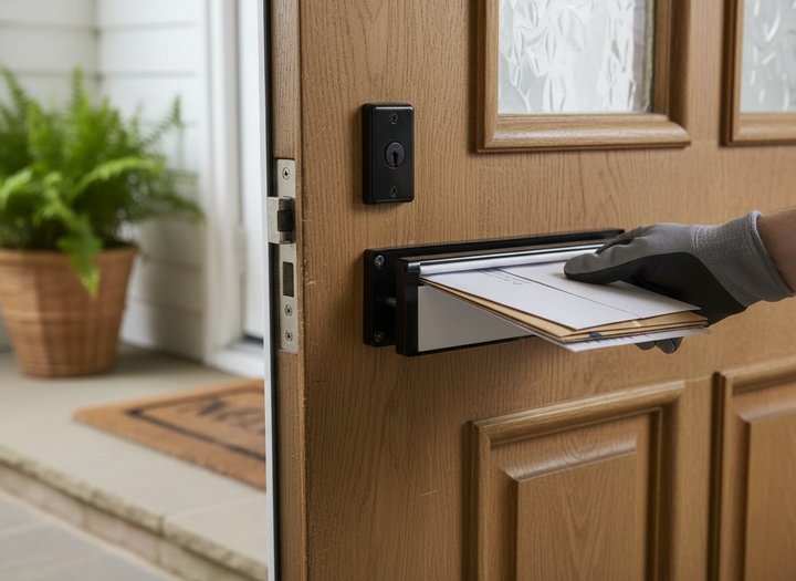 Premium 10" Internal Draught Excluder Letterbox with Adjustable Sleeve for Doors 20-40mm Thick