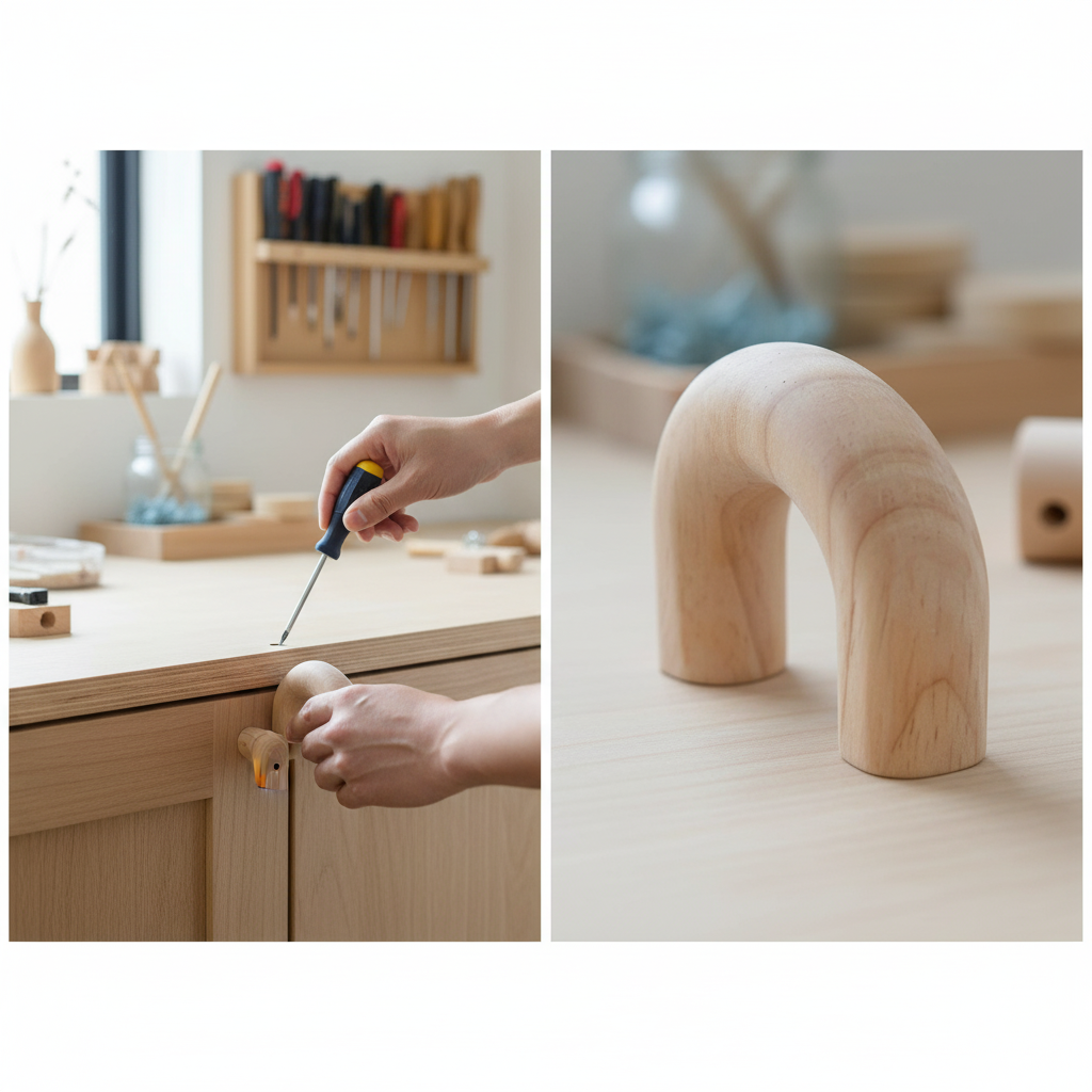 10 Pack Premium Wooden Round Handle – Small 46mm for Furniture