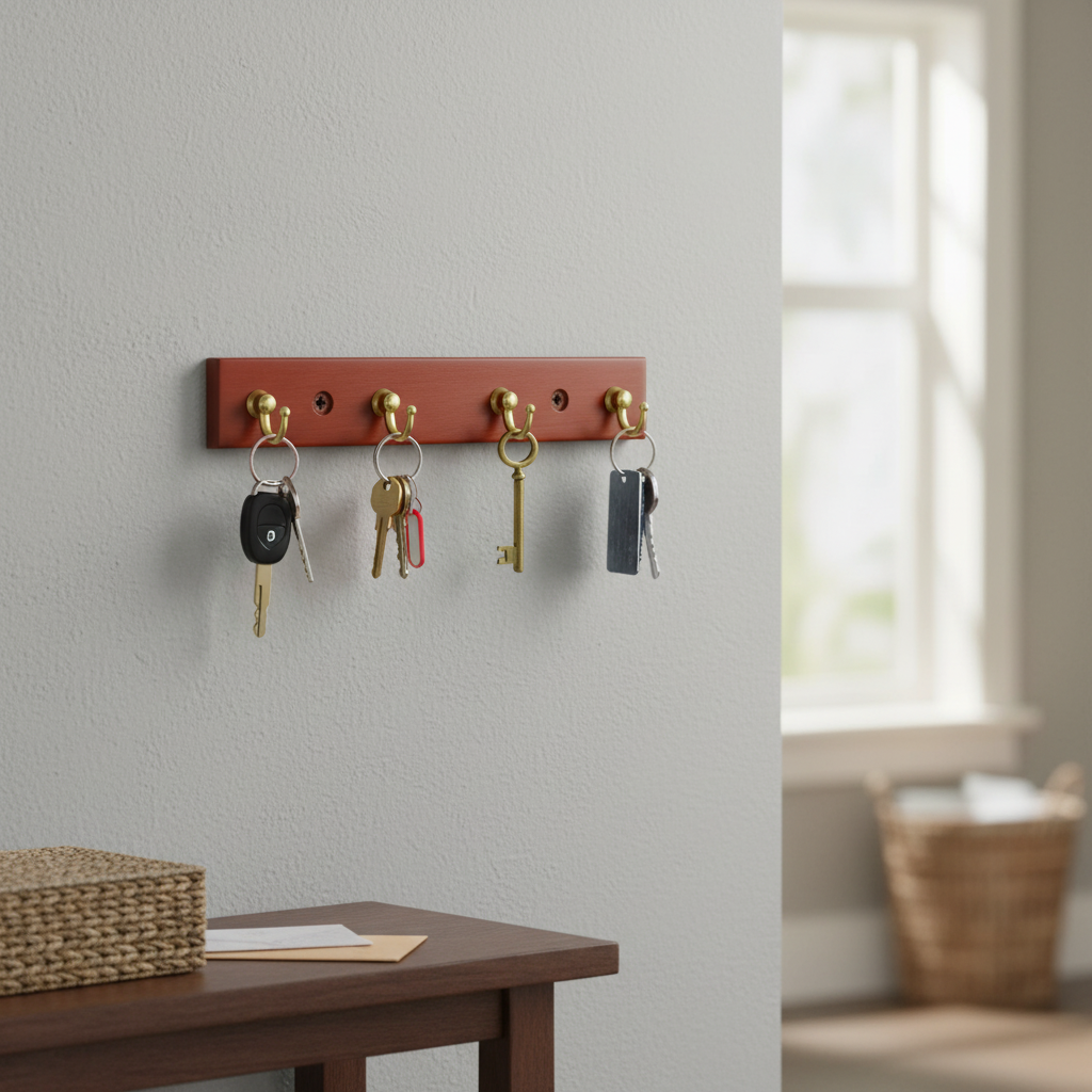 4-Hook Premium Wall-Mounted Key Holder for Entryway and Living Room