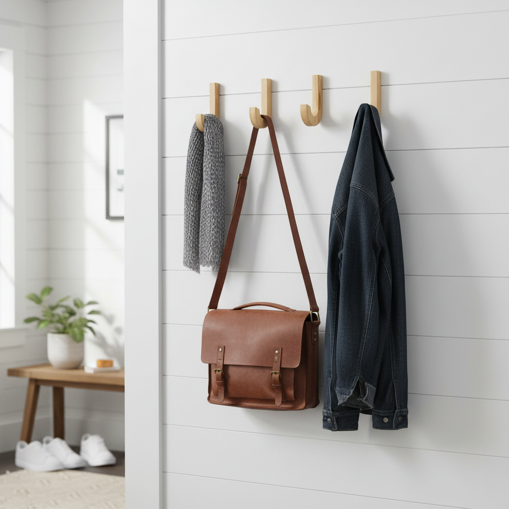 3 Premium Wall Mounted Decorative Coat Hooks in Pine Wood