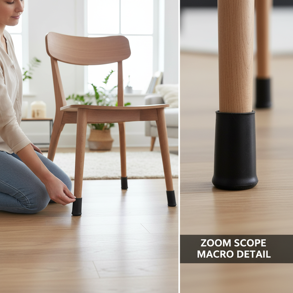 25mm Round Rubber Furniture Feet Tip Caps - Heavy Duty Floor Protectors, Pack of 4 Leg Tips