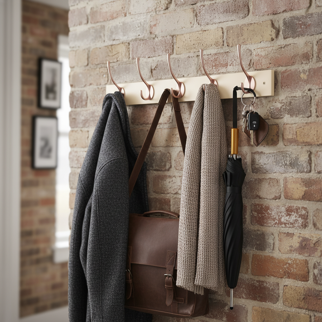 Premium Wall Mounted Coat Rack with 6 Double Hooks - Stylish and Practical Storage Solution for Home and Office
