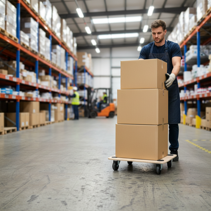 Premium Medium Platform Wooden Dolly with Anti-Slip Grip Pads for Heavy-Duty 180kg Load Capacity 45x30cm