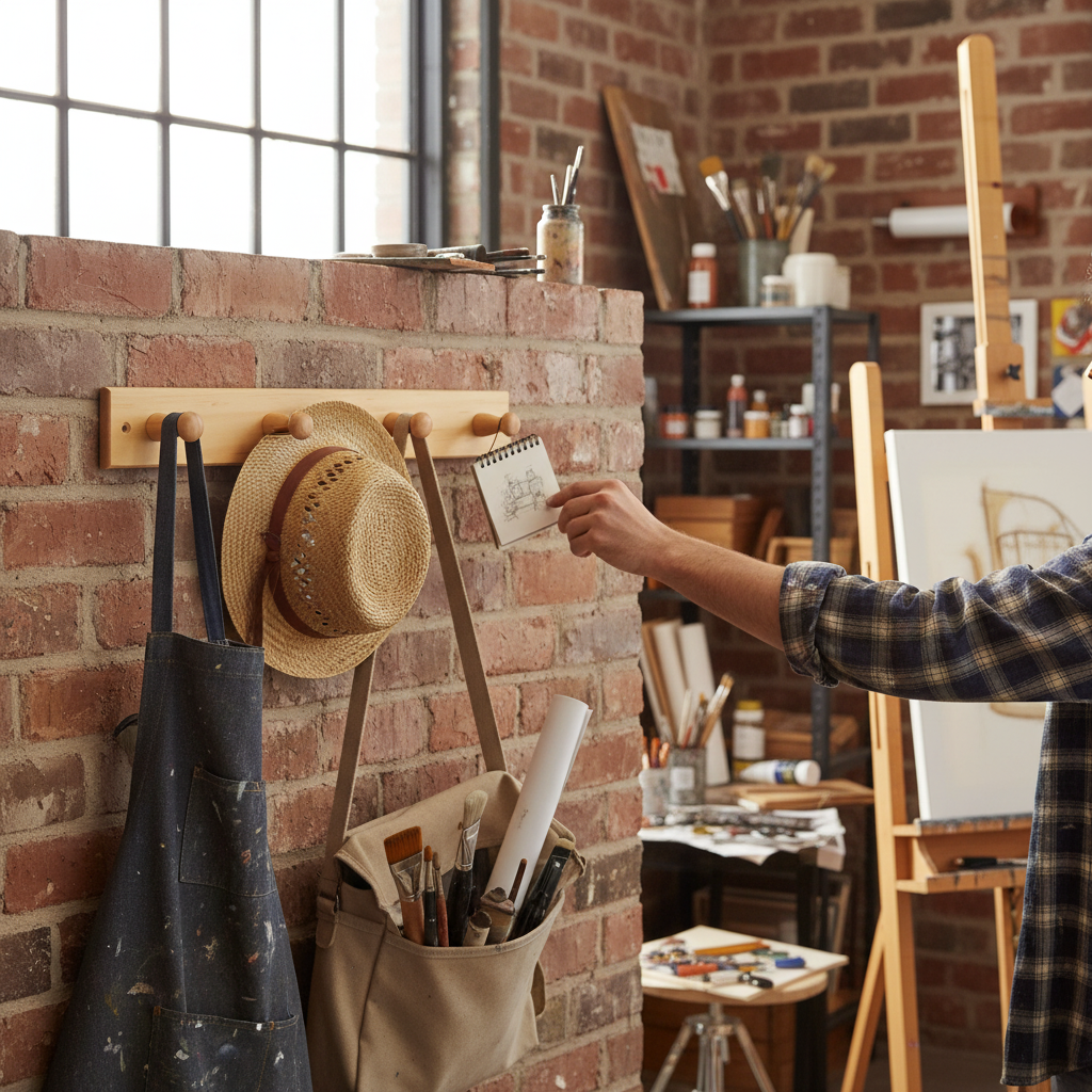 Premium Wall-Mounted Wooden Coat Hook Rack with 4 Sturdy Hooks for Coats, Jackets, Hats, and Bags - Durable Bamboo Design