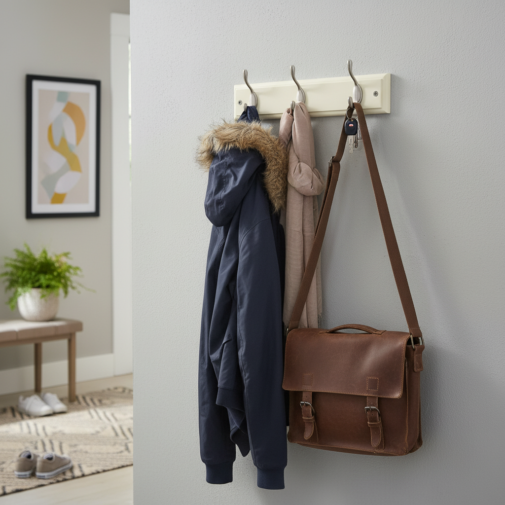 Premium Wall Mounted Coat Rack with Heavy-Duty Double Hooks - Supports 3.4kg Each for Entryway and Office Organization