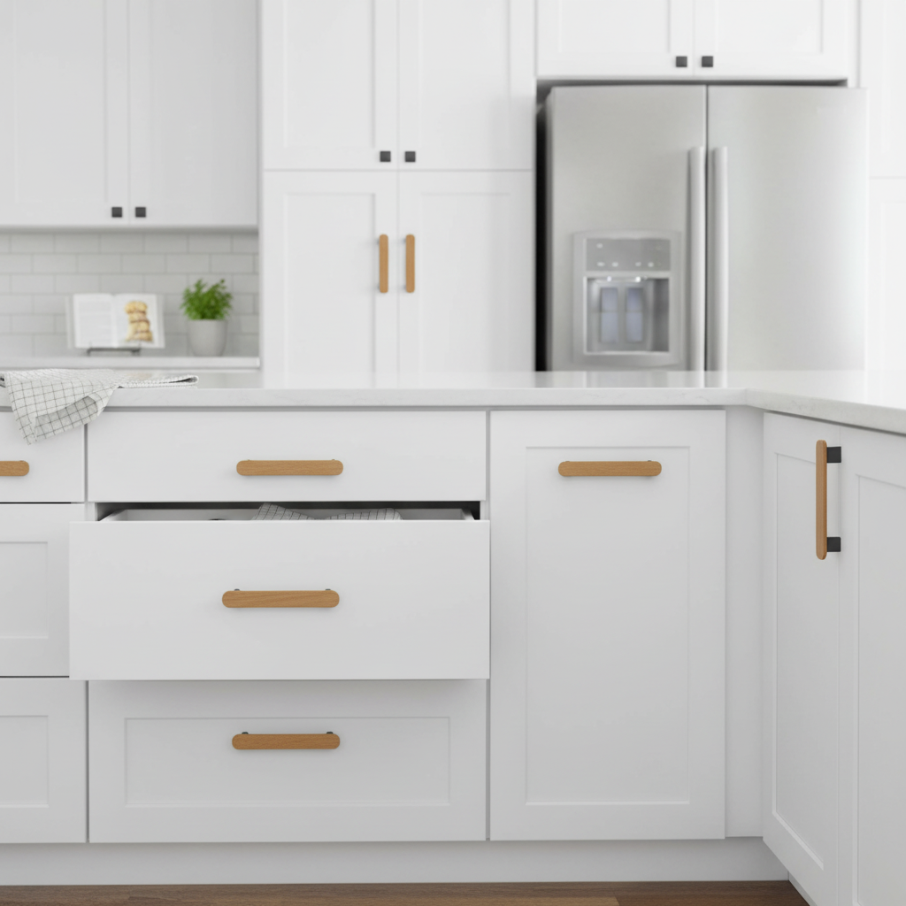 10 Pack Premium Wooden Bar Handles - Natural Wood Cabinet & Drawer Pulls