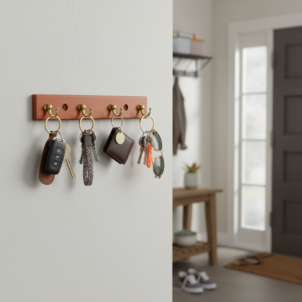 4-Hook Premium Wall-Mounted Key Holder for Entryway and Living Room