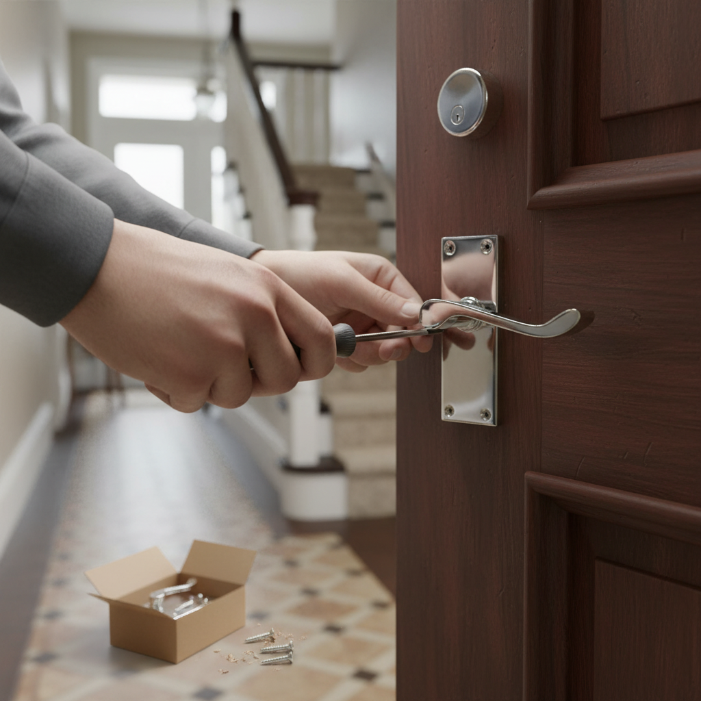 Elegant Victorian-Style Scroll Tubular Latch Door Handles - Polished Chrome Finish (1 Pair)