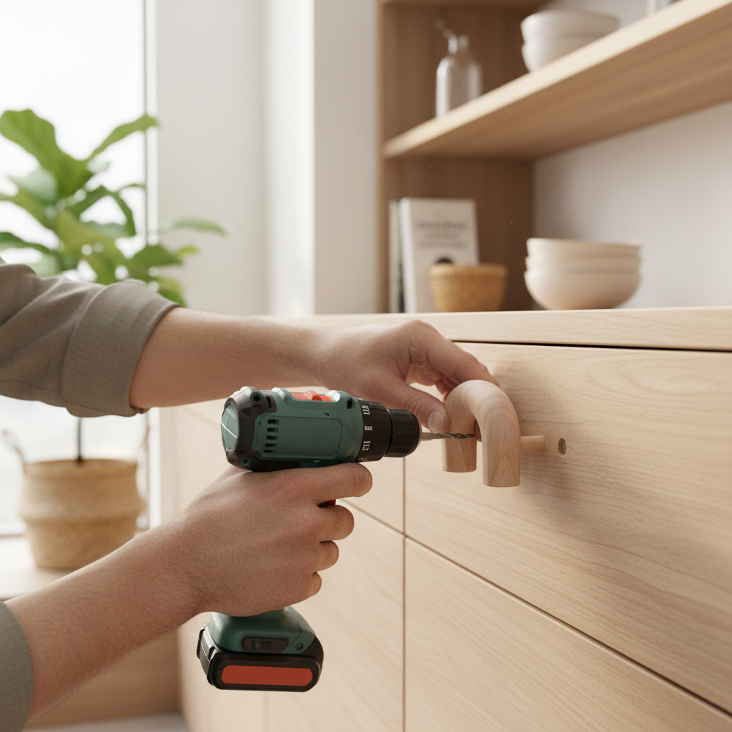 10 Pack Premium Wooden Round Handle – Small 46mm for Furniture