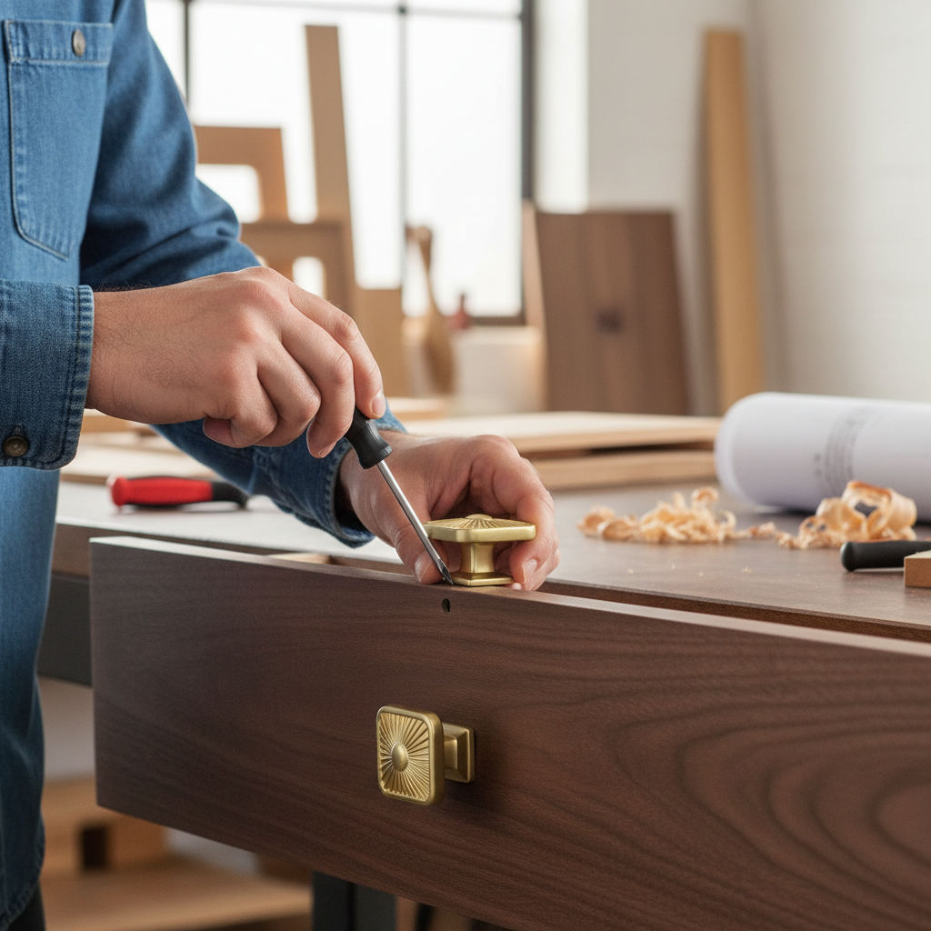 10 Pack Premium Modern Chic Ribbed Square Knobs 35mm Brushed Brass
