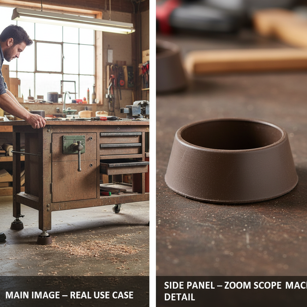 4 Pack 44mm Brown Rubber Non-Slip Castor Cups for Furniture Protection