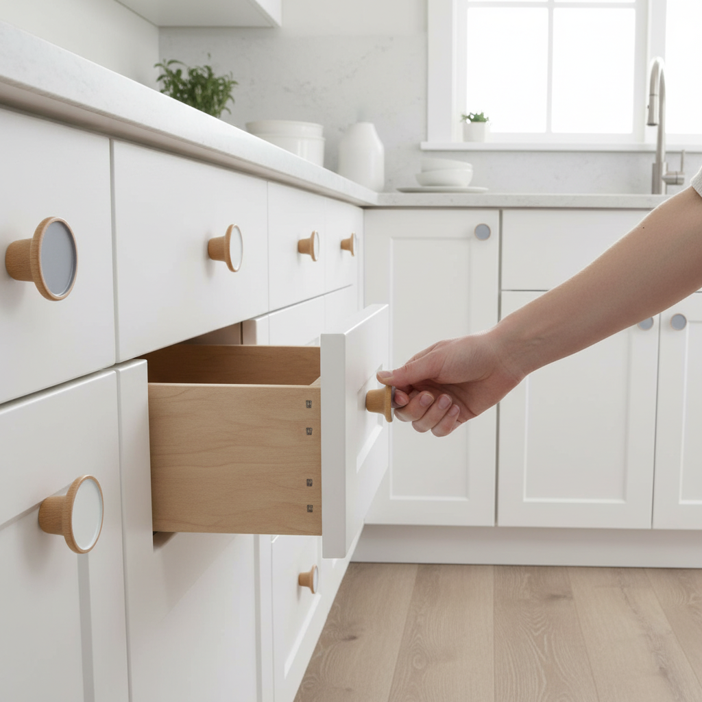 10 Pack Premium Painted Centre Pine Knobs 45mm - Beech Wood Handles