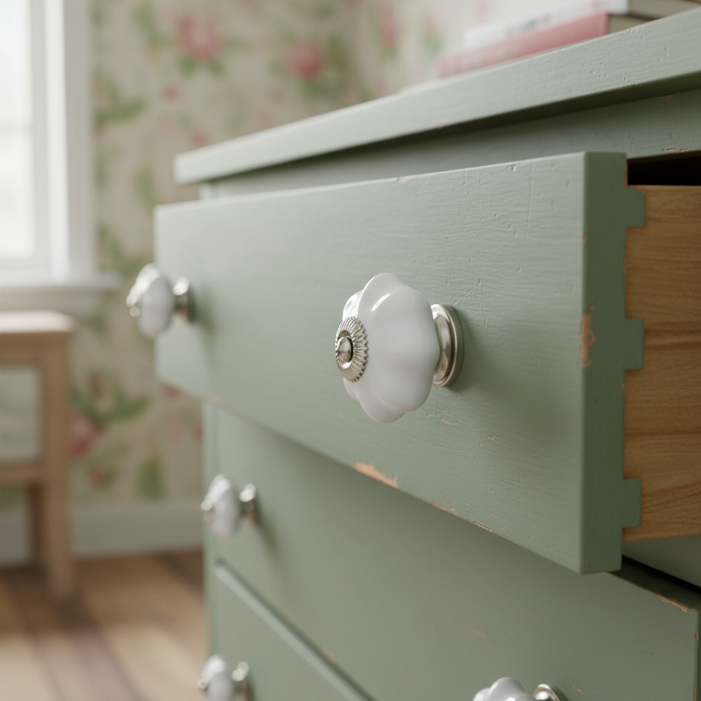 10 Pack Premium Floral Ceramic Door Knobs 45mm White – Vintage Style