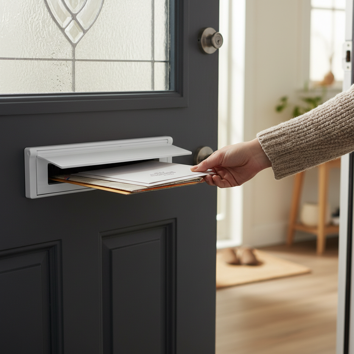 Premium 12-Inch Flushback Letterplate Cover with Draught Excluder for Enhanced Insulation and Weatherproofing