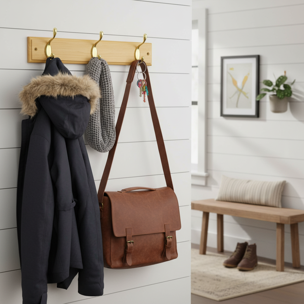 Premium Wall Mounted Coat Rack with Heavy Duty Double Hooks - Eco-Friendly Wood, Easy Installation, Ideal for Entryways and Hallways