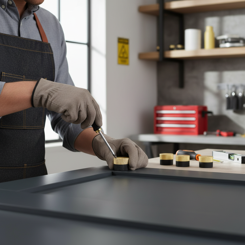 10 Pack Premium Round Knurled Door Knobs 32mm Brushed Finish