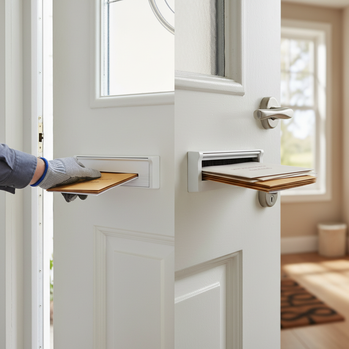 Premium Internal Draught Excluder Letterbox 12" for Door Thickness 40-80mm with Weather Protection and Smooth Operation