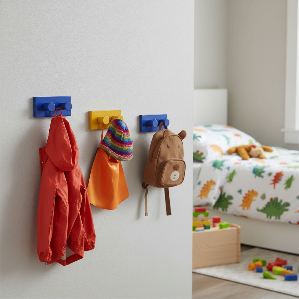 Premium 5 Pack Vibrant Kids Blocks Coat Hooks for Organizing Playrooms and Creative Spaces