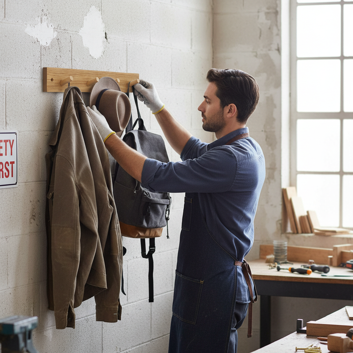 Premium Wooden Coat Hook Rack 46cm Wall-Mounted with 4 Sturdy Hooks for Coats, Jackets, and Bags