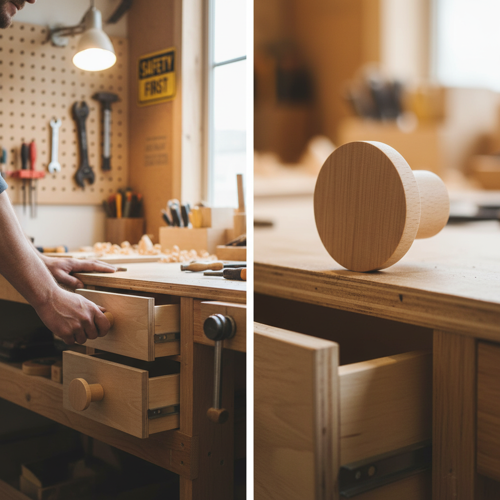 10 Pack Premium Round Wooden Knobs 33mm Beech Wood Cabinet & Drawer Handles