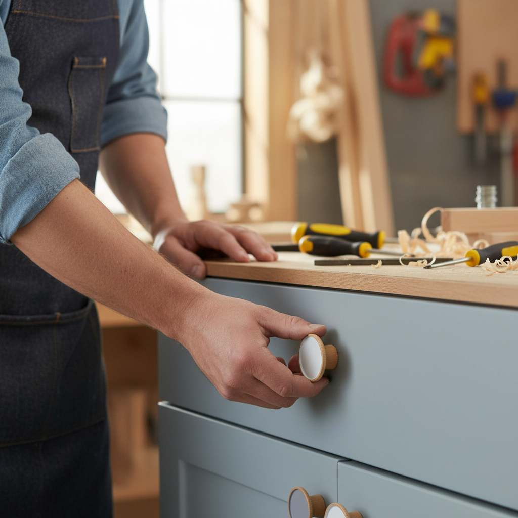 10 Pack Premium Painted Centre Pine Knobs 45mm - Beech Wood Handles