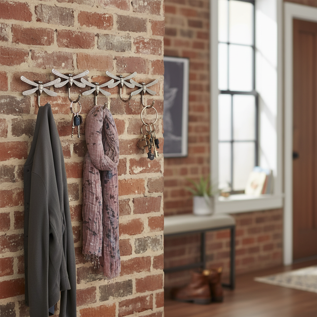 Premium Decorative Dragonfly Hook Rail - Wall Mounted Coat and Key Rack with Tarnish-Resistant Finish