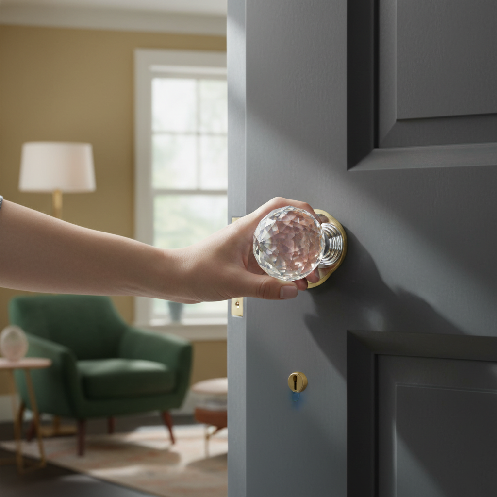 10 Pack Premium Glass Crystal Ball Door Knobs 40mm - Decorative Accents