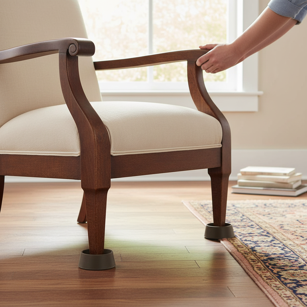 4 Pack 44mm Brown Rubber Non-Slip Castor Cups for Furniture Protection