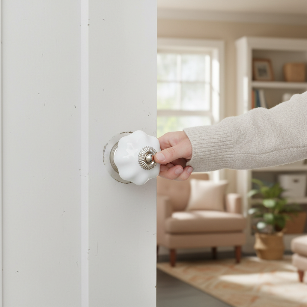 10 Pack Premium Floral Ceramic Door Knobs 45mm White – Vintage Style