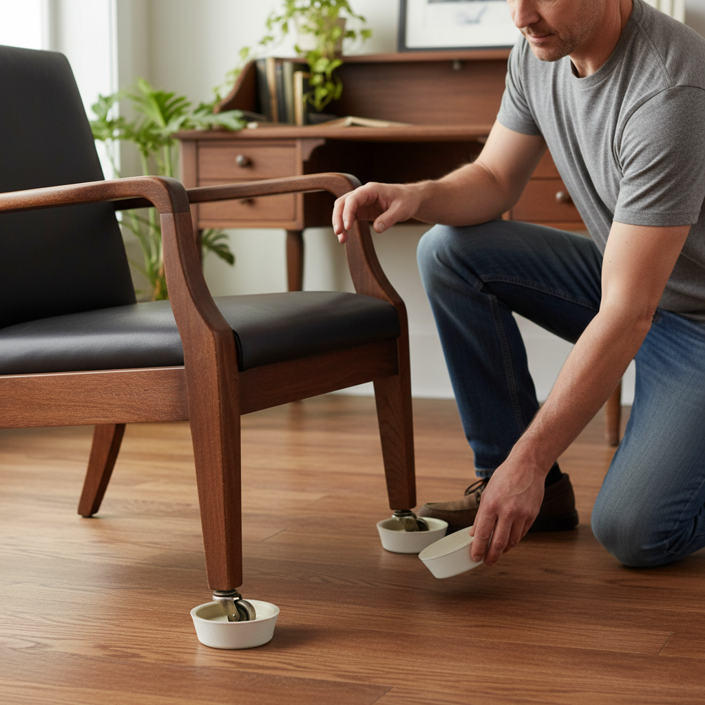 4 Pack 44mm Almond Rubber Non-Slip Castor Cups for Floor Protection