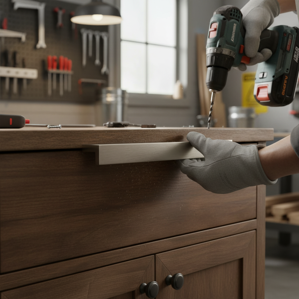 2 Pack Premium L-Shaped Pull Handle 185mm - Satin Nickel Finish