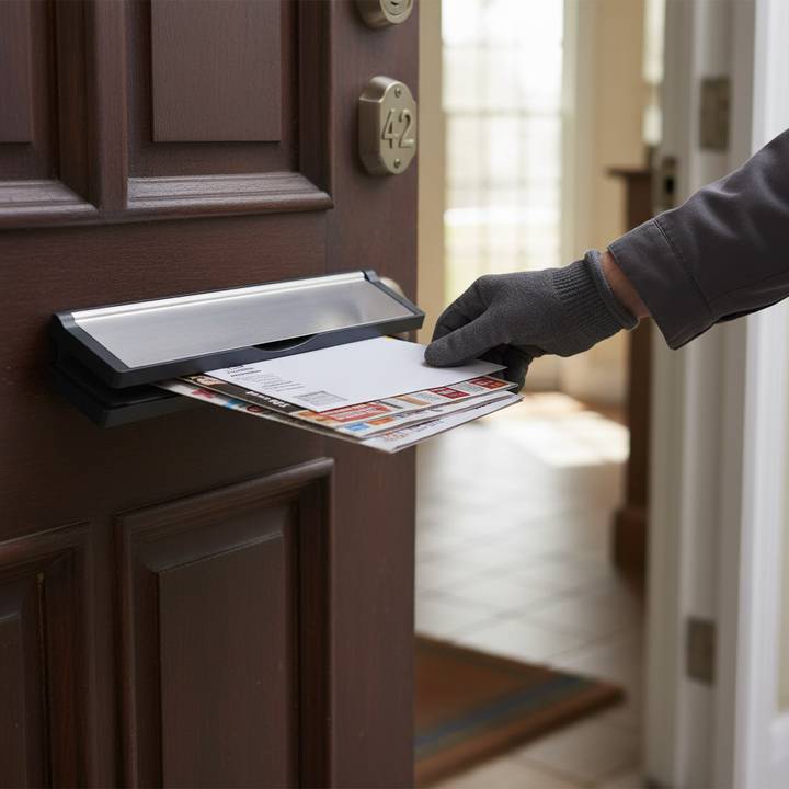 Premium Internal Draught Excluder Letterbox with Adjustable Sleeve for Doors 20-40mm Thick, 12" Size with Weather Protection and Smooth Operation