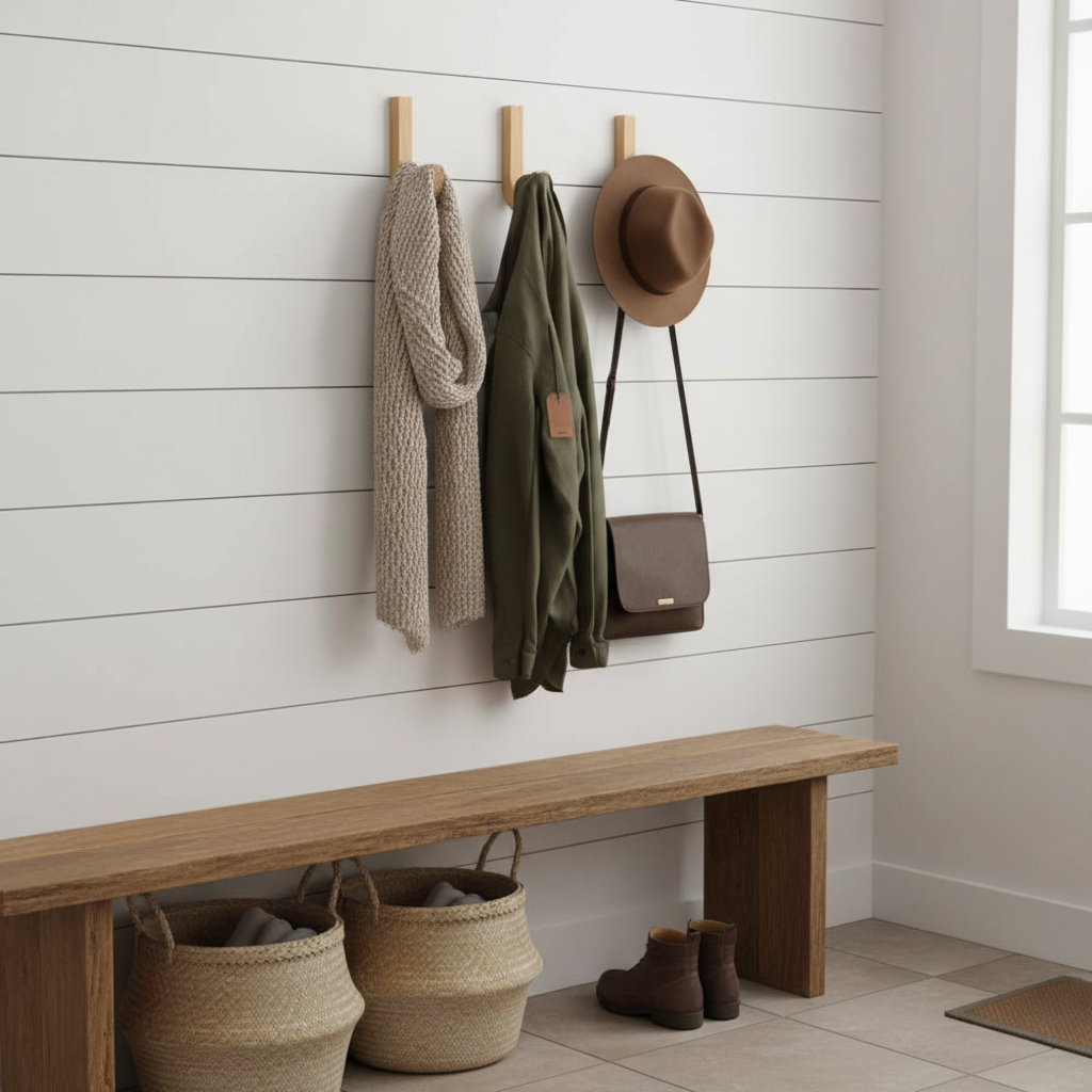 3 Premium Wall Mounted Decorative Coat Hooks in Pine Wood