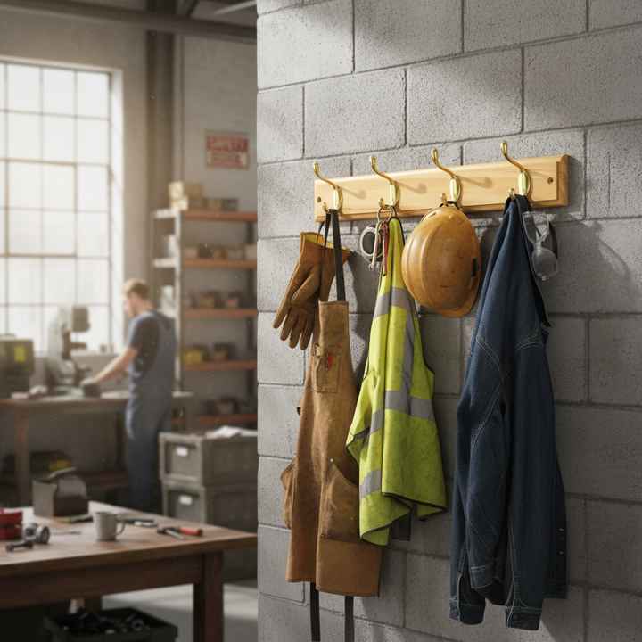 Premium Heavy Duty Wall Mounted Coat Rack with Eco-Friendly Wood and Double-Tiered Metal Hooks for Efficient Storage