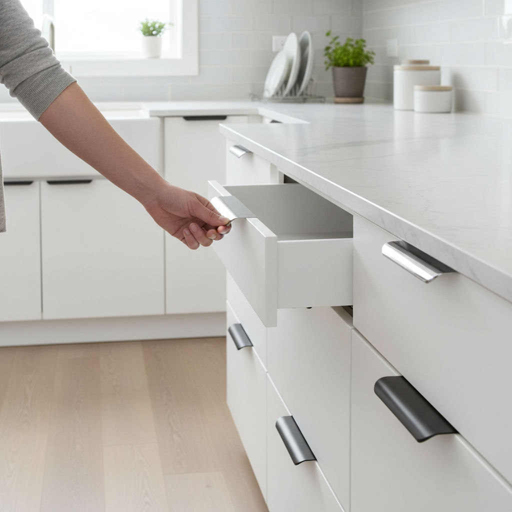 10 Pack Premium Lip Pull Metal Handles for Modern Cabinets & Drawers