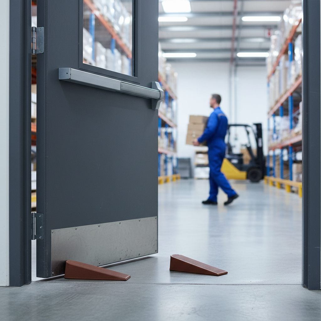 2 Pack Small Non-Slip Rubber Door Stop Wedges - Brown