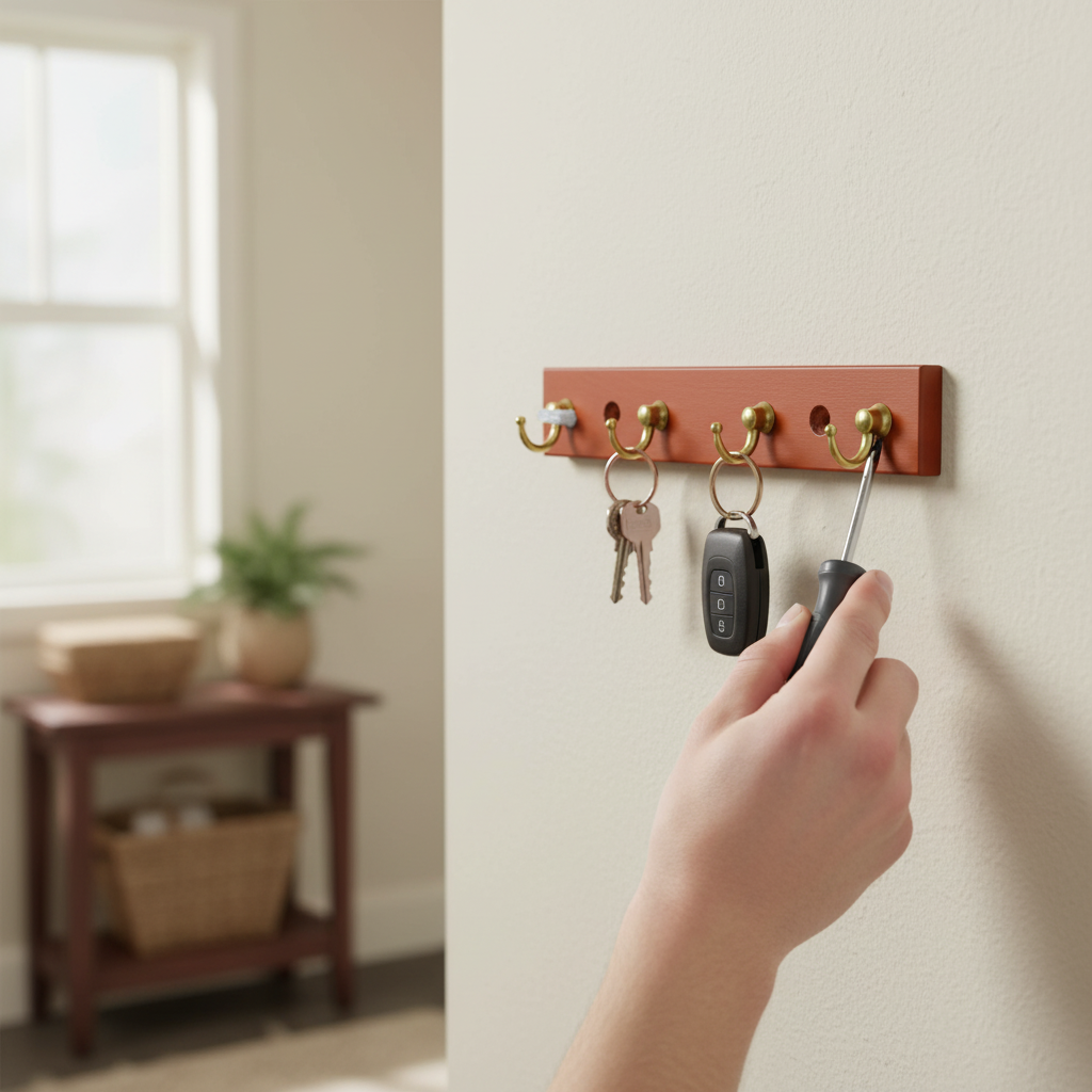 4-Hook Wall-Mounted Key Tidy Holder for Entryway and Living Room