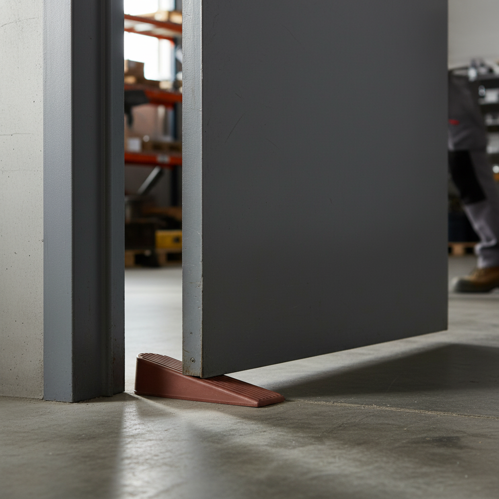 2 Pack Small Non-Slip Rubber Door Stop Wedges - Brown