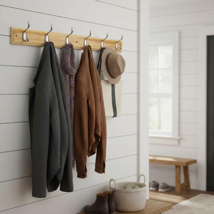 Premium Wall Mounted Coat Rack with 6 Heavy-Duty Double Hooks for Efficient Organization and Eco-Friendly Design
