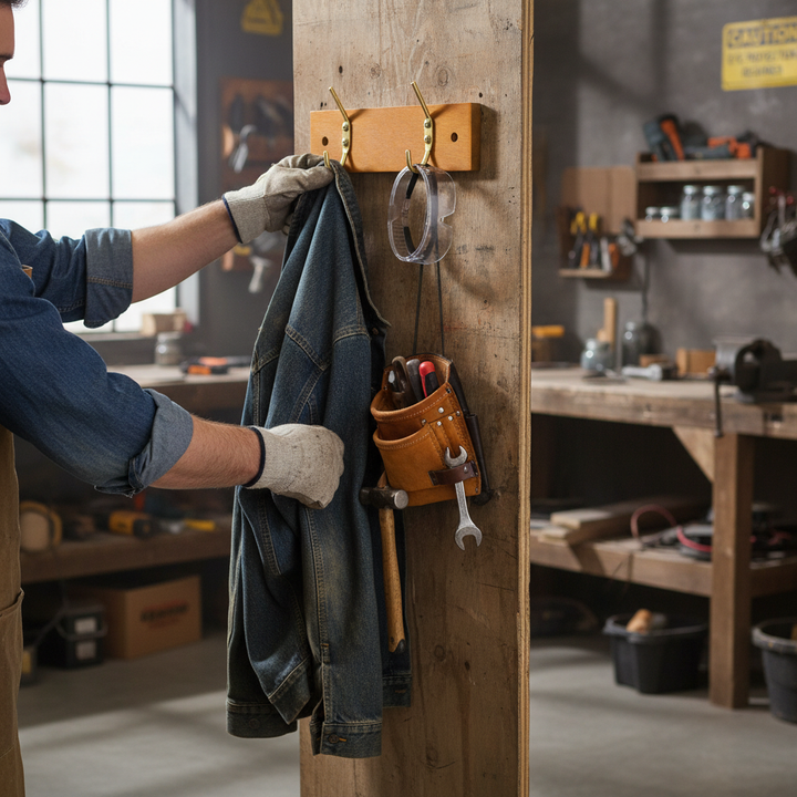 Premium Wall Mounted Coat Rack with 2 Hooks, Pine Wooden Board, Stylish and Practical for Home Organization