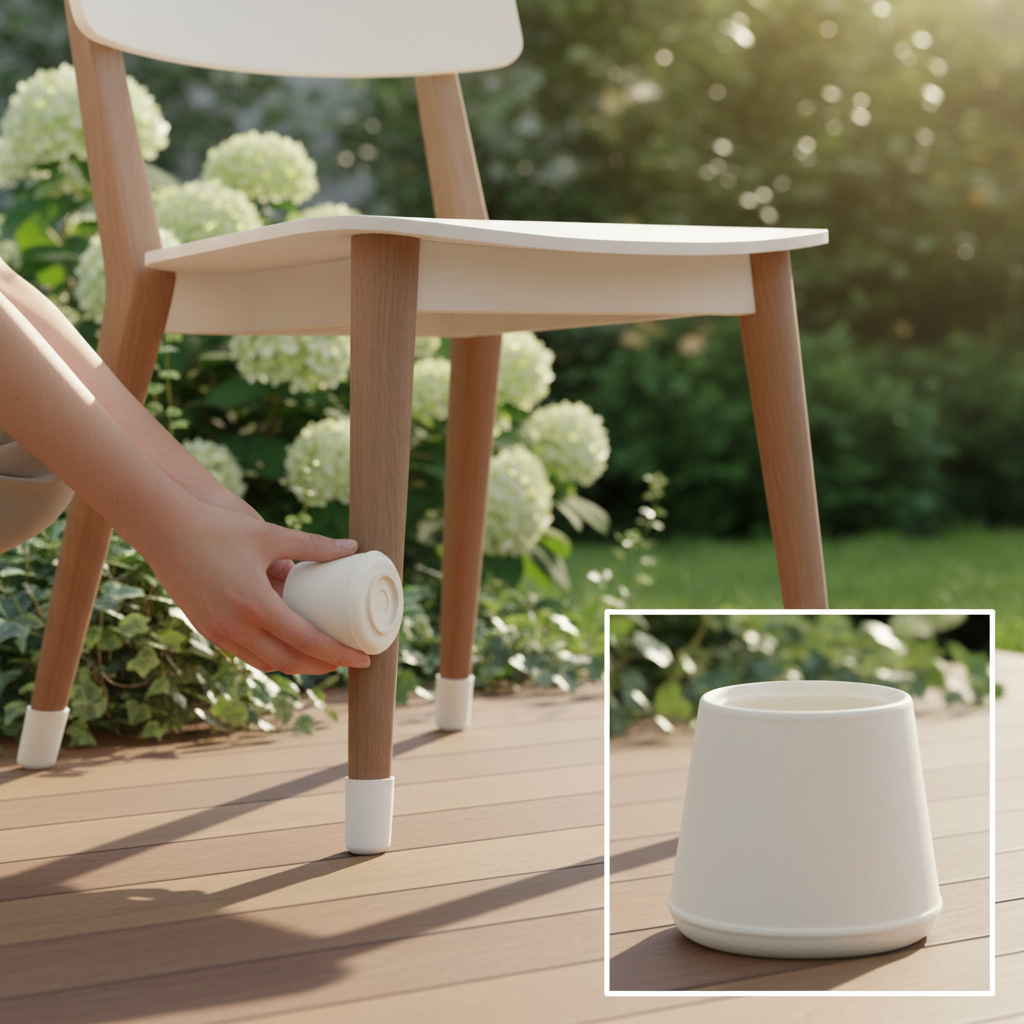 25mm Premium Rubber Furniture Feet Tip Caps - White Floor Protectors, Pack of 4 Leg Tips